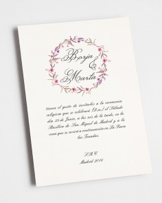 invitacion con flores otoñal de boda