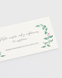 Detalle tarjeta web de boda floral Hiedra y Brezo